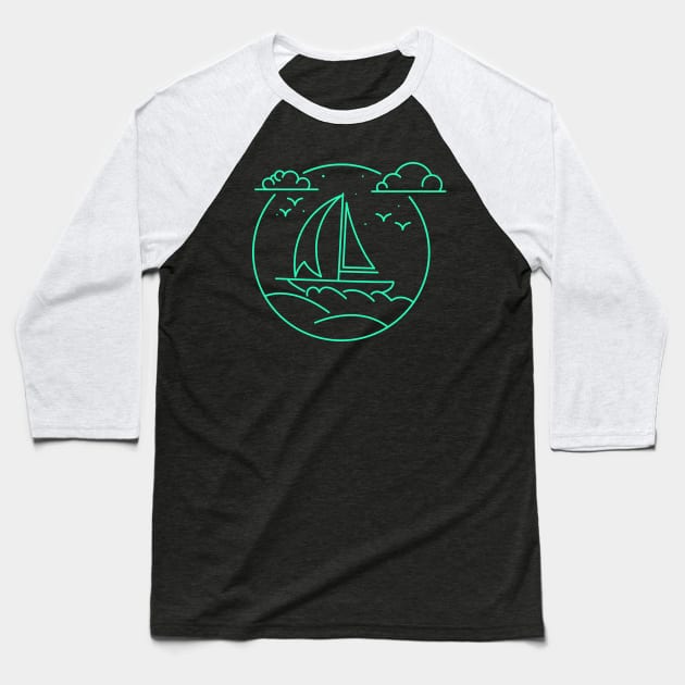 Sail boat Baseball T-Shirt by lime line